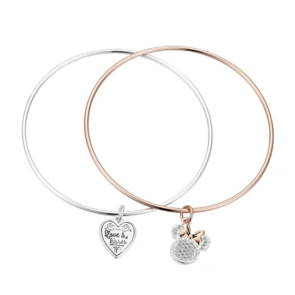 Disney Classics Stainless Steel 8 Inch Solid Heart Minnie Mouse Bangle Bracelet