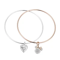 Disney Classics Stainless Steel 8 Inch Solid Heart Minnie Mouse Bangle Bracelet