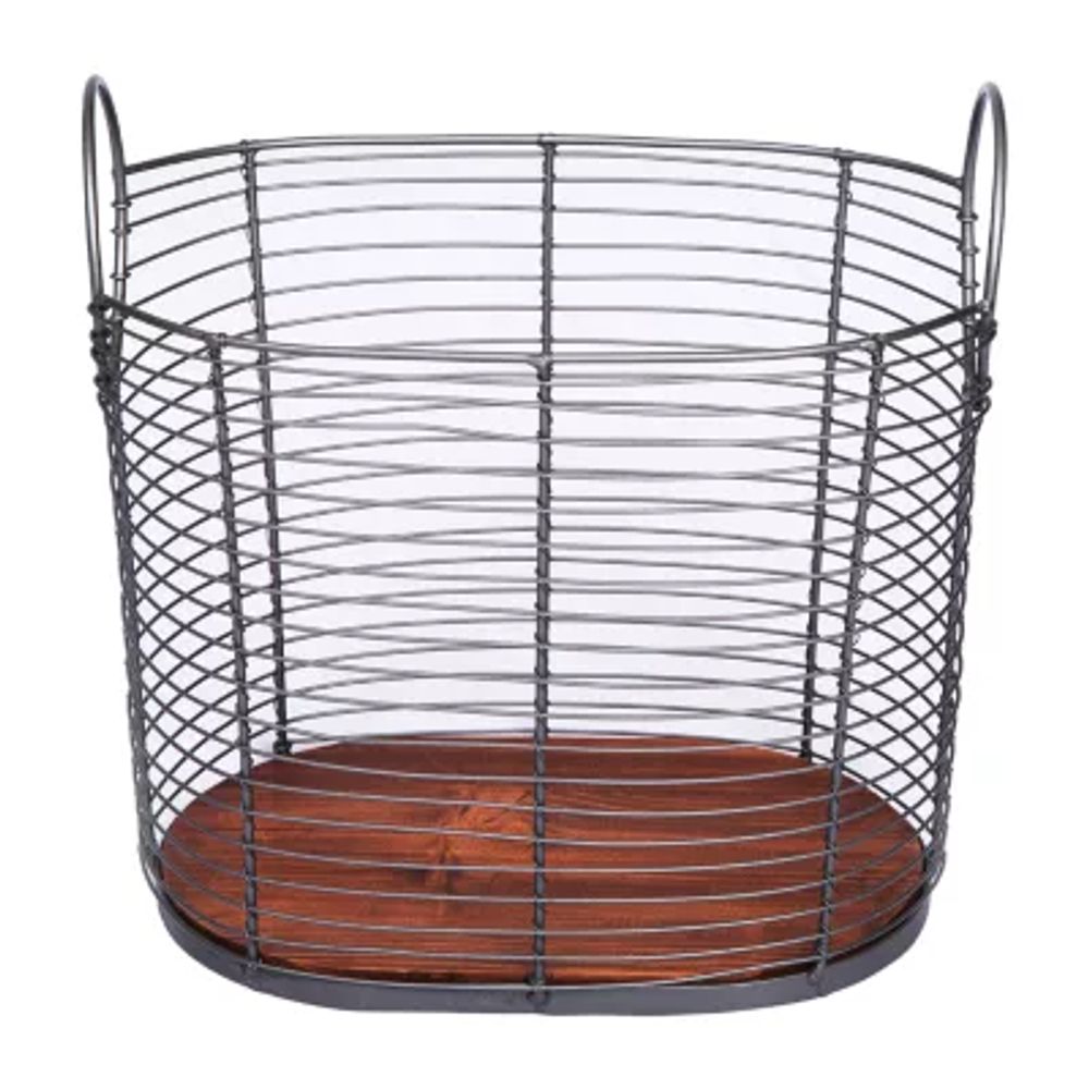 Baum Black Wire Basket with Wood Bottom