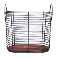 Baum Black Wire Basket with Wood Bottom