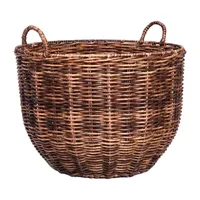 Baum Faux Wicker Round Decorative Storage Basket