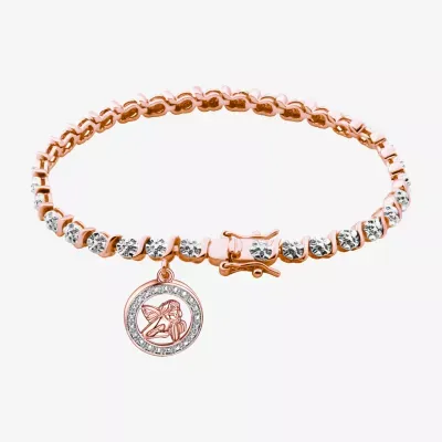 Sparkle Allure 14k Rose Gold Over Bronze Diamond Accent Bronze 7.25 Inch Angel Round Tennis Bracelet