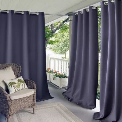 Elrene Home Fashions Connor Light-Filtering Grommet Top Single Outdoor Curtain Panel