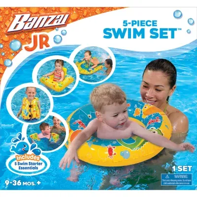 Banzai Jr. 5-Piece Swim Set (Vest,Arm Floats,Swim Ring,Pool Seat & Kick Board)