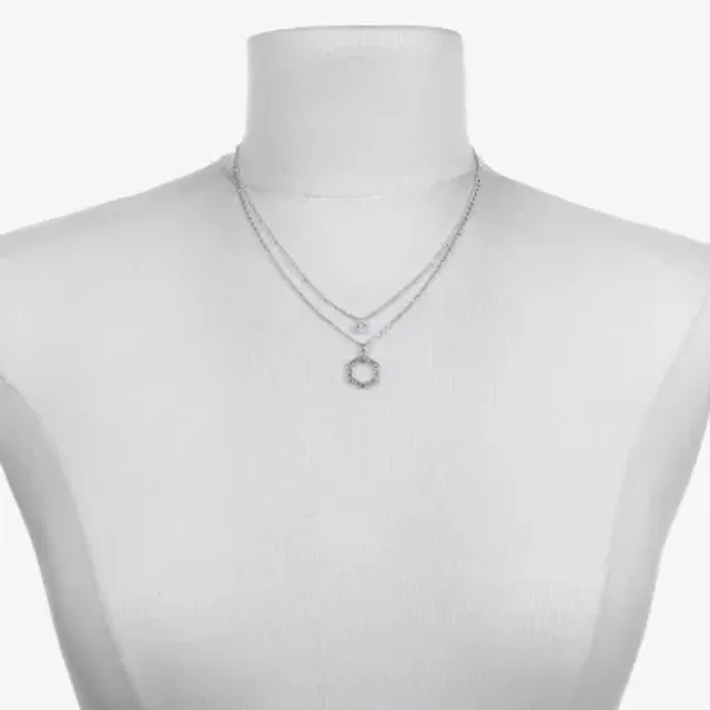 Worthington Silver Tone Padlock Charm 17 Inch Link Collar Necklace, Color:  Silver - JCPenney