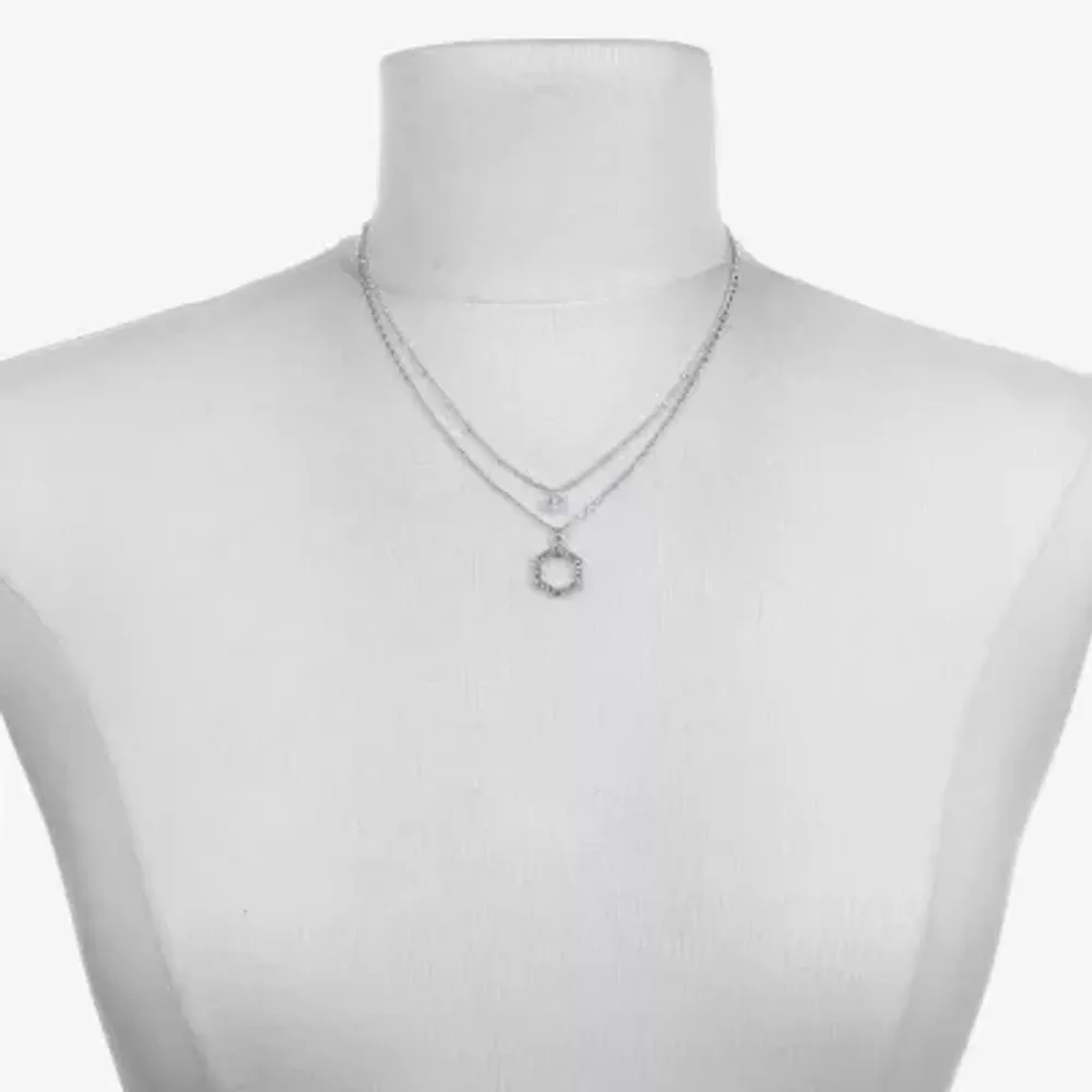 Bijoux Bar Delicates Hexagon 16 Inch Link Strand Necklace