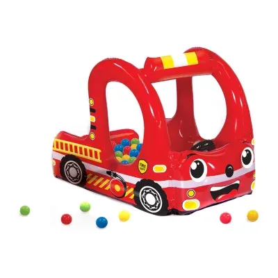 Banzai Rescue Fire Truck Play Center Inflatable Ball Pit (Includes 20 Balls)