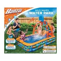 Banzai Wild Waves Water Park W/ Sprinkling Arch Basketball Hoop Ring Toss Game Pool Toy