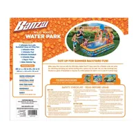 Banzai Wild Waves Water Park W/ Sprinkling Arch Basketball Hoop Ring Toss Game 6-pc. Pool Toy