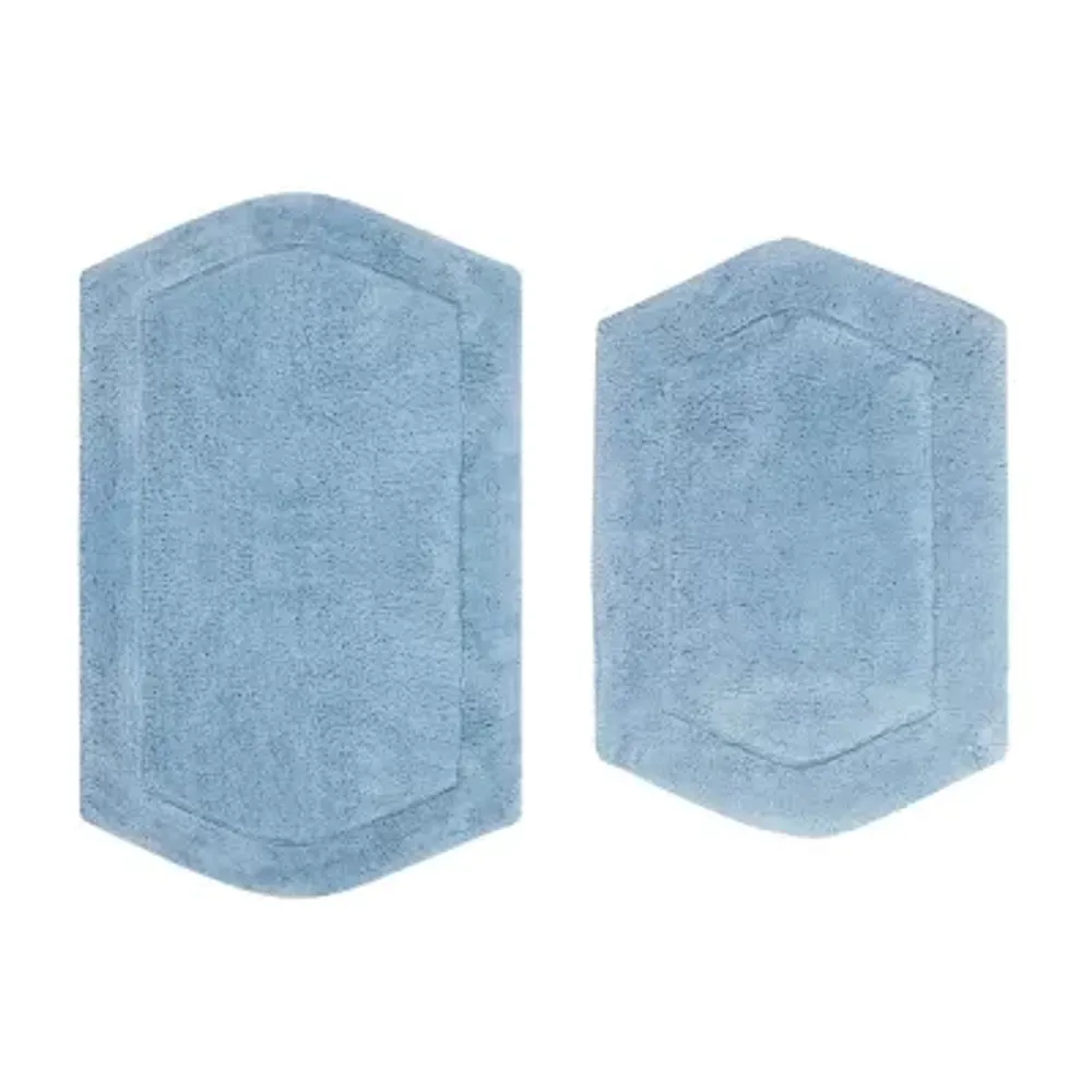 Set of 2 Waterford Collection Blue Cotton Tufted Bath Rug Set - Home Weavers