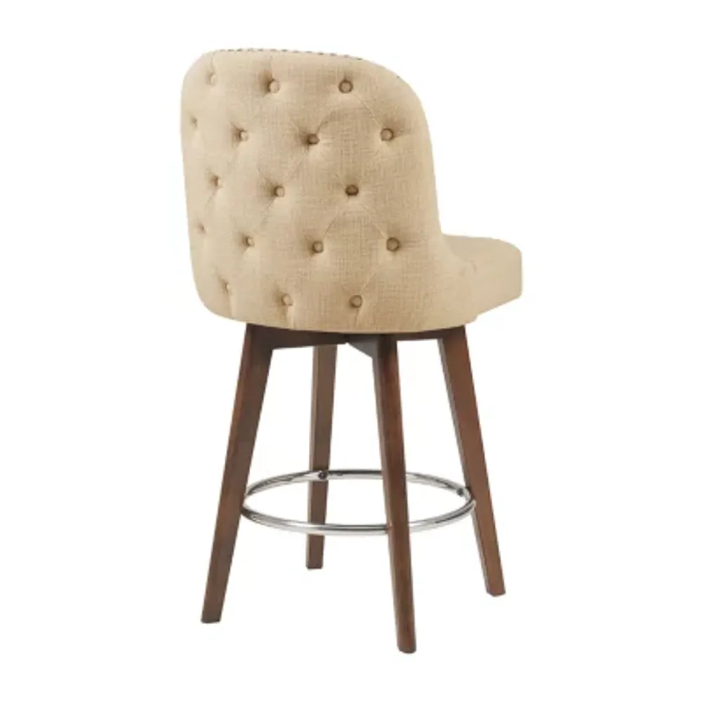 Madison Park Heyes Upholstered Tufted Swivel Counter Height Stool