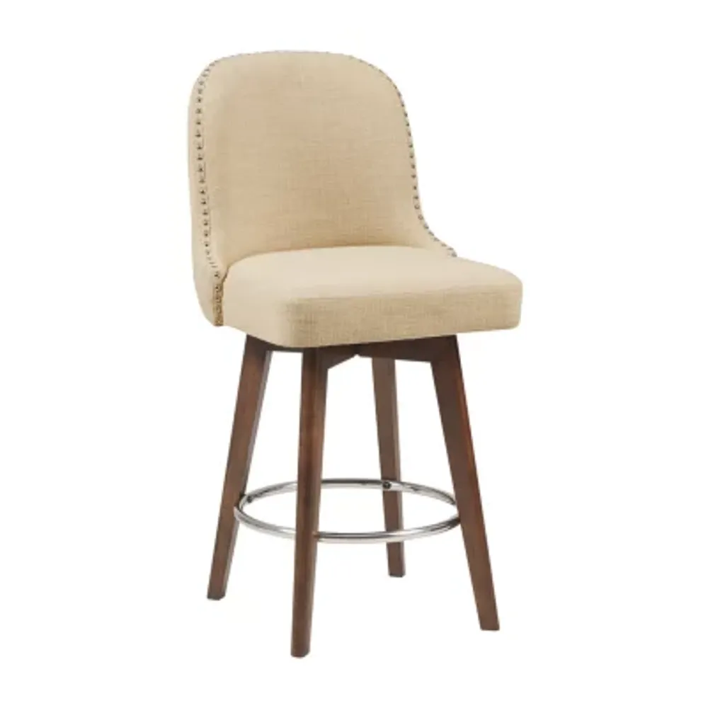 Madison Park Heyes Upholstered Tufted Swivel Counter Height Stool