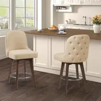 Madison Park Heyes Upholstered Tufted Swivel Counter Height Stool