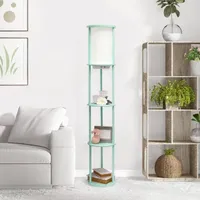 Etagere Storage Floor Lamp With 2 Usb And 1 Outlet