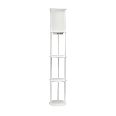 Etagere Storage Floor Lamp With 2 Usb And 1 Outlet