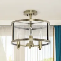 3-Light 13in Industrial Semi Flush Mount Lighting