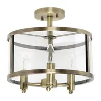 3-Light 13in Industrial Semi Flush Mount Lighting