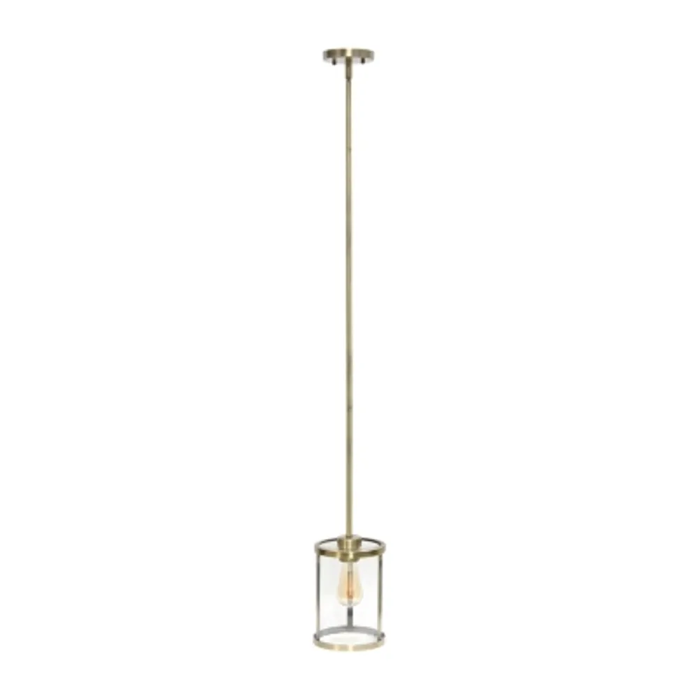 1-Light 9.25" Adjustable Hanging Cylindrical Clear Glass Pendant Light