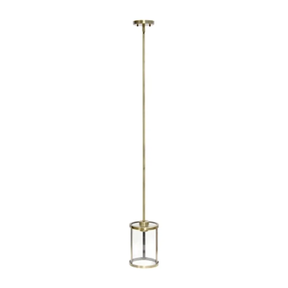 1-Light 9.25" Adjustable Hanging Cylindrical Clear Glass Pendant Light