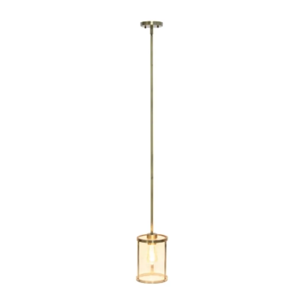 1-Light 9.25" Adjustable Hanging Cylindrical Clear Glass Pendant Light
