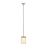 1-Light 9.25" Adjustable Hanging Cylindrical Clear Glass Pendant Light