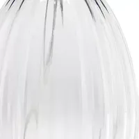 17.63" Contemporary Fluted Glass With Gray Fabric Shade Lamp Table