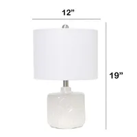 19" Off White Ceramic Eyelet Table Lamp