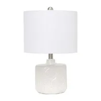 19" Off White Ceramic Eyelet Table Lamp