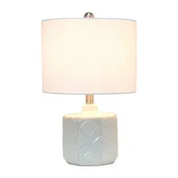 19" Off White Ceramic Eyelet Table Lamp