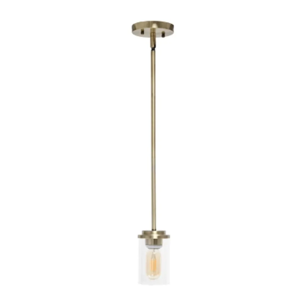 1-Light 5.75" Adjustable Hanging Clear Cylinder Glass Pendant