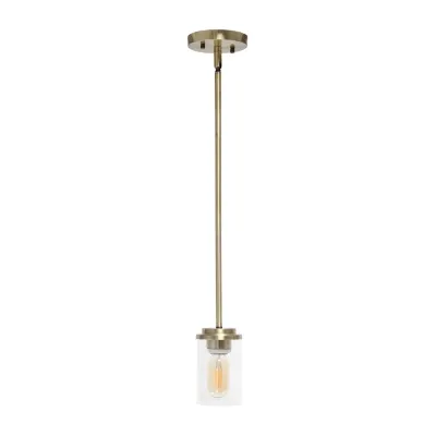 1-Light 5.75" Adjustable Hanging Clear Cylinder Glass Pendant