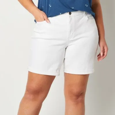 a.n.a Womens 8" High Rise Denim Short - Plus