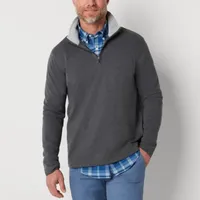 St. John's Bay Mens Mock Neck Long Sleeve Quarter-Zip Pullover