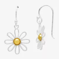 Silver Treasures 14K Gold Over Silver Sterling Silver Flower Drop Earrings