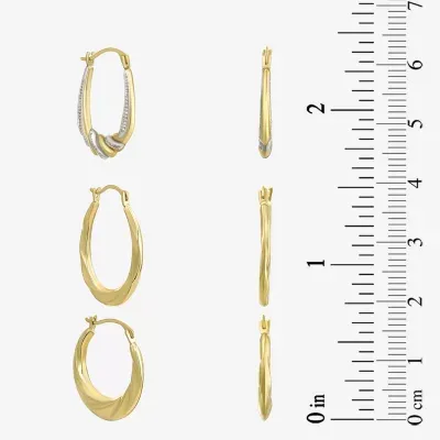 Women's Cubic Zirconia 14K Gold 6 Pair Earring Set