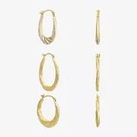 Women's Cubic Zirconia 14K Gold 6 Pair Earring Set