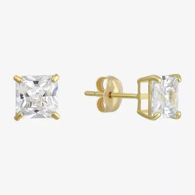 Princess-Cut Cubic Zirconia 10K Gold Stud Earrings