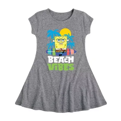 Little & Big Girls Short Sleeve Spongebob Shirt Dress