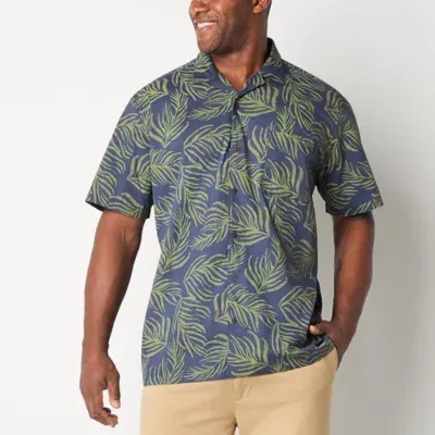 mutual weave Big and Tall Mens Short Sleeve Easy-on + Easy-off Adaptive Camp Shirt
