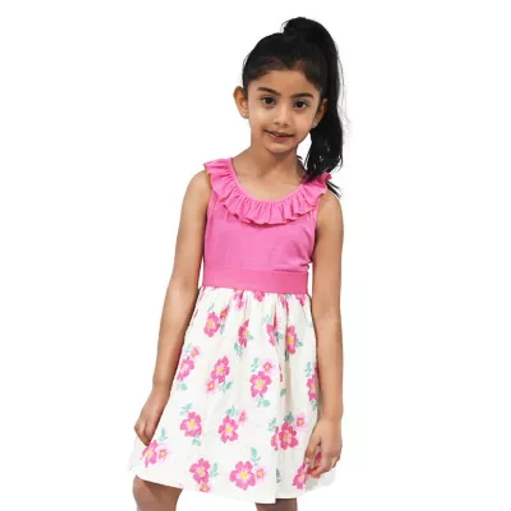 Lilt Little Girls Sleeveless Ruffled Sleeve Fit + Flare Dress