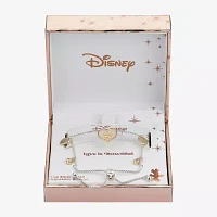 Disney Classics Love Cubic Zirconia 14K Gold Over Brass Pure Silver Over Brass 8 1/2 Inch Rolo Heart Minnie Mouse Bolo Bracelet