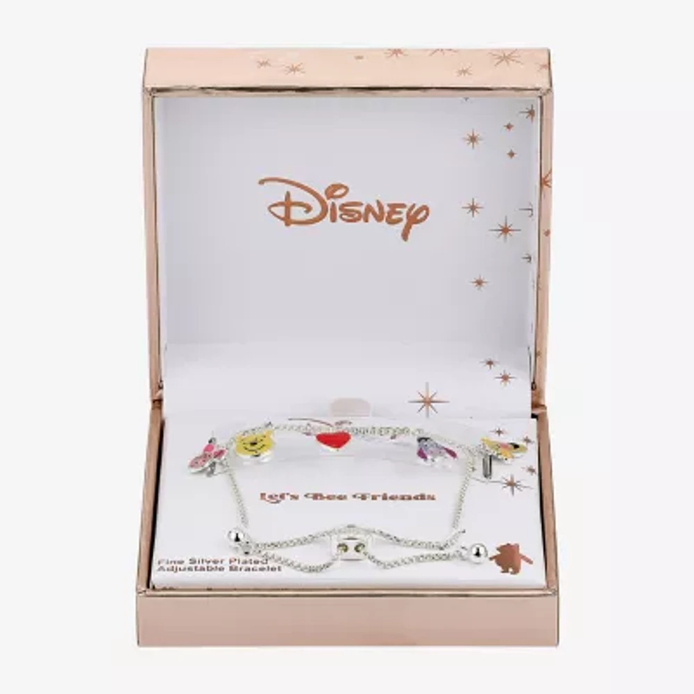 Disney Classics Friends Pure Silver Over Brass 8 1/2 Inch Rolo Heart Eeyore Piglet Tigger Bolo Bracelet