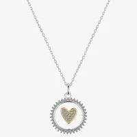 Gratitude & Grace Love Cubic Zirconia 14K Gold Over Brass Pure Silver Over Brass 16 Inch Cable Heart Pendant Necklace