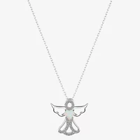 Footnotes Womens Cubic Zirconia Sterling Silver Angel 16 Inch Pendant Necklace