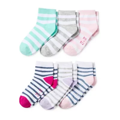 Okie Dokie Toddler Girls 6 Pair Quarter Ankle Socks