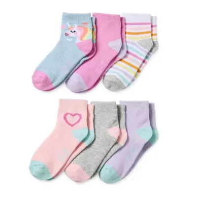 Okie Dokie Toddler Girls 6 Pair Quarter Ankle Socks