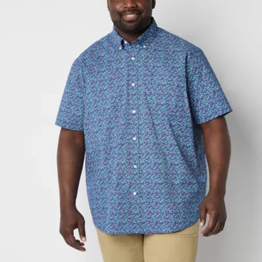 St. John's Bay Big and Tall Mens Classic Fit Short Sleeve Plaid Button-Down Shirt