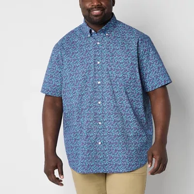 St. John's Bay Big and Tall Mens Classic Fit Short Sleeve Plaid Button-Down Shirt