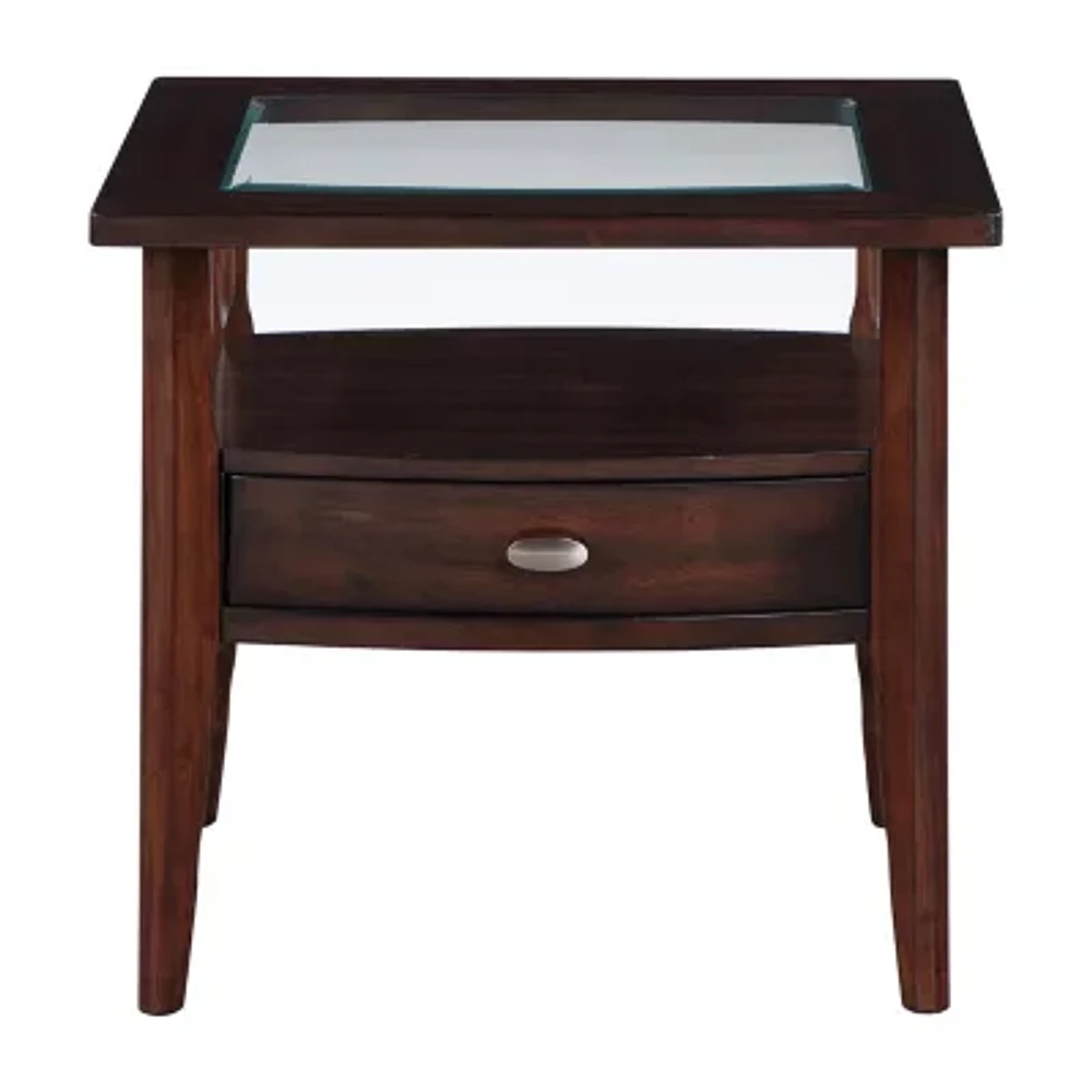 Blaire 1-Drawer Glass Top Storage End Table