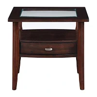 Blaire 1-Drawer Glass Top Storage End Table